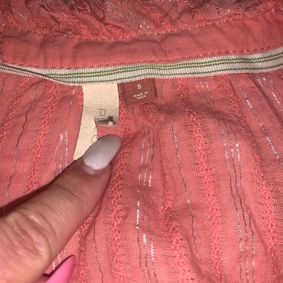 Anthropologie Pilcro Tavi pink metallic shimmer button down boxy blouse S - Picture 5 of 5